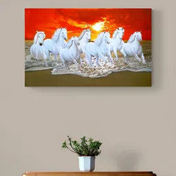 Tushaco Handicrafts Orange & White 1 Piece Seven Canvas Wall Art-image-93