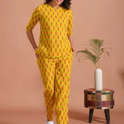 SANSKRUTIHOMES Printed Pure Cotton Top With Trousers Co-Ords-image-60