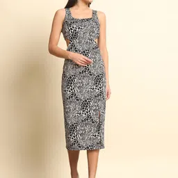 BAESD Women Animal Printed Bodycon Midi Dress With Cut-Outs Detailed-picture-14