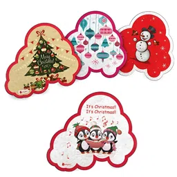 Indigifts Set Of 4 Cream & Red Fridge Decorative Magnets-25