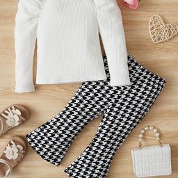 Ninas Girls Self Design Long Sleeves T-shirt With Trousers-image-5