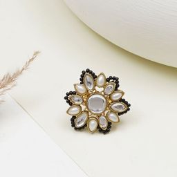 BeAbhika Gold-Plated Kundan Studded AdjustableRing-49