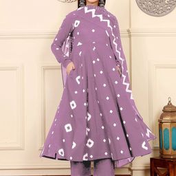 GoSriKi Women Geometric Printed Anarkali Kurta with Trousers & Dupatta-picture-28