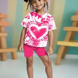 INCLUD Girls Printed Short Sleeves T-shirt With Shorts-45
