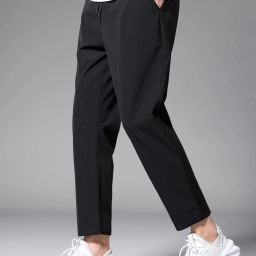 Solid Men Black Track Pants-image-10