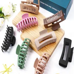 ANNA CREATIONS Women Set Of 8 Korean Fashion Matte Claw Clip Hair Accessory-12