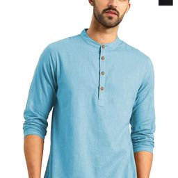 Yugnik Selection Of 2 Cotton Mandarin Collar Slim Fit Short Kurta-image-8