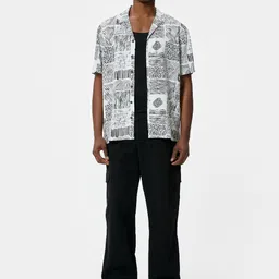 Koton Abstract Printed Cuban Collar Casual Shirt-image-22