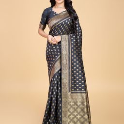 RICH & ROMAN Woven Design Zari Pure Silk Banarasi Saree-picture-54