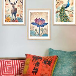 WALLLANE 3 Piece Framed Birds and Animals Theme Home Decor Wall Art-image-15