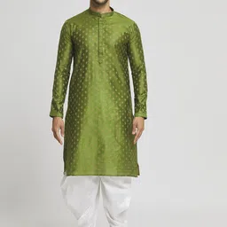 Arihant Rai Sinha Floral Woven Design Mandarin Collar Pure Silk Kurta With Dhoti Pants-image-71