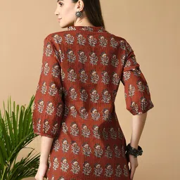 MEESAN Mandarin Collar Printed Ethnic Tunic image 5