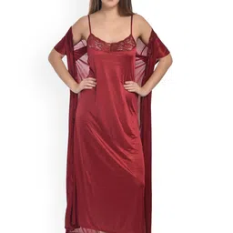 new blue eyes 6-Piece Satin Nightdress with Lingerie Set-image-18