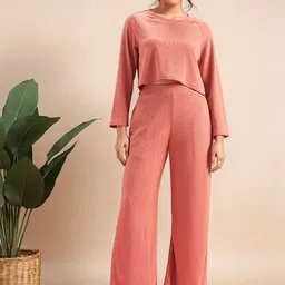 Mast & Harbour Round Neck Top With Trousers Co-Ords-image-25