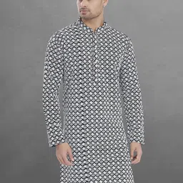 DIVISIVE Men Geometric Embroidered Thread Work Kurta-image-67