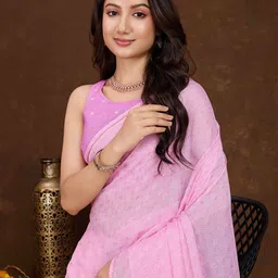 Ethnielle Abstract Printed Pure Crepe Saree-14