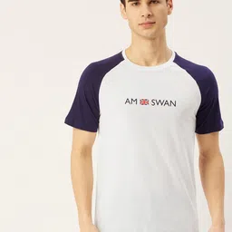 AMSWAN Men Typography Printed Drop-Shoulder Sleeves Applique T-shirt-image-91