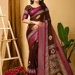 Mitera Ethnic Motifs Zari Art Silk Banarasi Saree-image-79