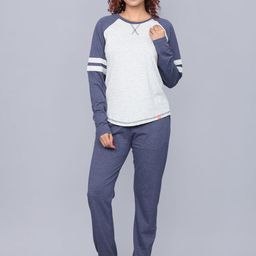 evolove Women Pure Cotton Long Sleeves Round Neck Night suit-image-95