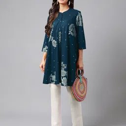 Janasya Mandarin Collar Printed Tunic-31