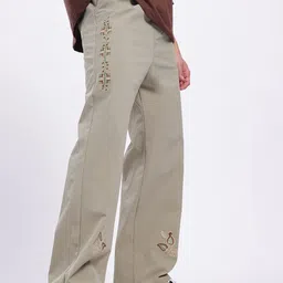 glitchez Men Elevated Wide Leg Embroidered Trouser-image-59