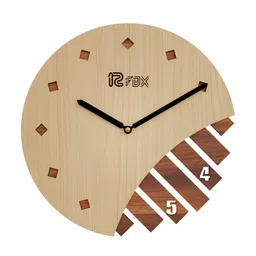 12 fox Beige & Brown Wooden Analogue Wall Clock-image-70