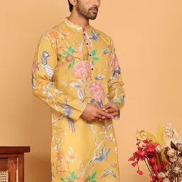 Jompers Floral Printed Mandarin Collar Pure Cotton Straight Kurtas-image-22