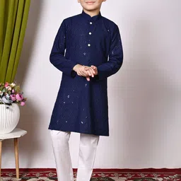 BAESD Boys Embroidered Regular Sequinned Kurta with Pyjamas-7
