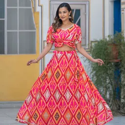 TASRIKA Printed Semi-Stitched Lehenga & Unstitched-25