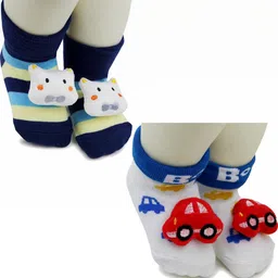 NESKA MODA Kids-Unisex Set Of 2 Ankle Length Cotton Socks-26