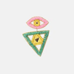 BITCH PLZZ ACCESSORIES Artificial Beaded Triangular Drop Earrings image 2