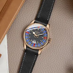 DOUBLERUN Men Dial & Leather Bracelet Style Straps Analogue Multi Function Watch H05N12019-7
