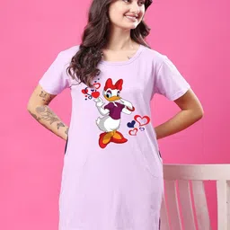 SWIFTLY Women Daisy Duck Bio Finish Graphic Printed Round Neck Cotton T-shirt-image-10