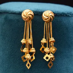 Anshenterpris Gold Plated Tasselled Circular Drop Earrings-52