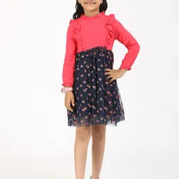 ZION Girls Embellished Ruffled Puff Sleeve Fit & Flare Dress-56