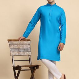SKAVIJ Men Regular Pure Cotton Kurta with Pyjamas-image-78