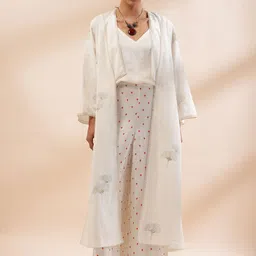 Kyra Women Camila Floral Embroidered Cotton Longline Tailored Jacket-picture-36