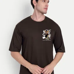 BENNY BROOKS Unisex Teddy Bear Printed Round Neck Drop-Shoulder Sleeves Oversized T-shirt-image-23