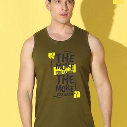 WOOSTRO Pack Of 2 Printed Combed Cotton Gym Vests VWS26(MORE OLIVE)(PLAIN YELLOW)-image-52