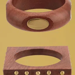ATIBELLE Set of 2 Gold-Plated Wooden Bangles-7