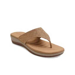Kneetoes Women Brown Subtle Stone-Work Thong Sandals-image-96