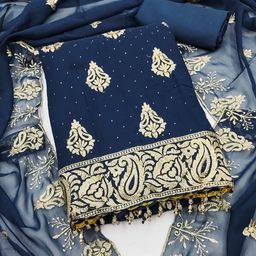 ICCHIT FAL Ethnic Motifs Printed Zari Work Unstitched Dress Material-image-87