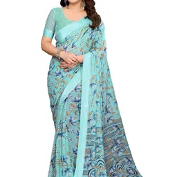 Moda Rapido Floral Printed Saree with Blouse Piece-picture-2