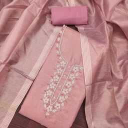 MANVAA Floral Embroidered Beads & Stones Cotton Unstitched Dress Material-picture-13
