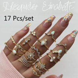 DressBerry Trendy 17 Pcs Combo Fashionable rings for women ands girls-image-73
