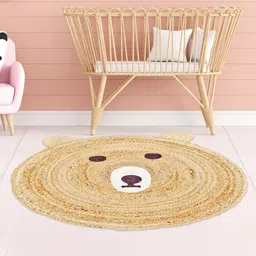 HABERE INDIA Beige Solid Handmade Other Carpet-13