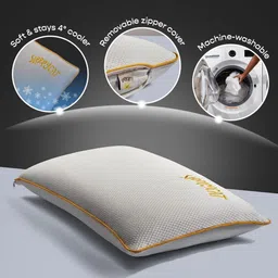 SleepyCat White Set of 2 Memory Foam Filled Cotton Sleep Pillow image 4