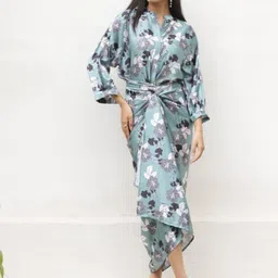 Tasya India Printed Shirt & Drape Skirt Co-Ord Set-picture-54