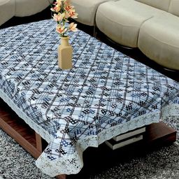 KANUSHI INDUSTRIES Grey & Blue Geometric Printed Waterproof 4-Seater Table Cover-12