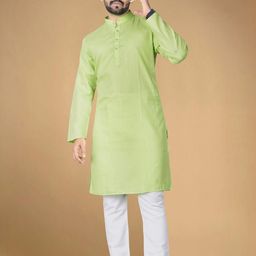 DVILLA Men Cotton Solid Straight Kurta-image-106
